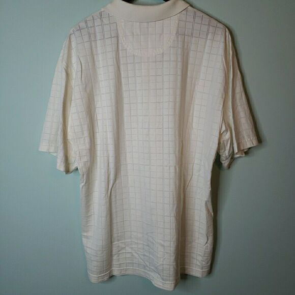 Van Heusen Studio Mens Polo Shirt Short Sleeve Big & Tall Off White Check XXL 2X - Picture 8 of 16